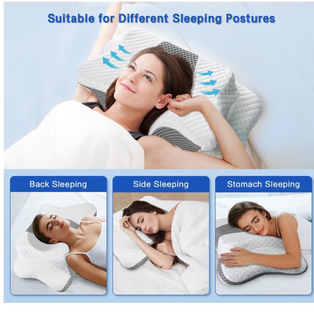 G328 Pain Relief Premium Memory Foam Cervical Pillow for Neck Support Queen Size - Picture 5 of 5